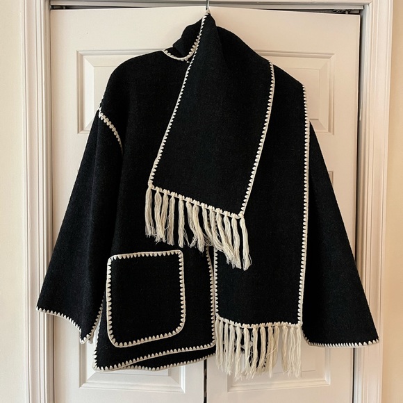 Toteme Jackets & Blazers - Toteme Embroidered scarf jacket dark grey mélange